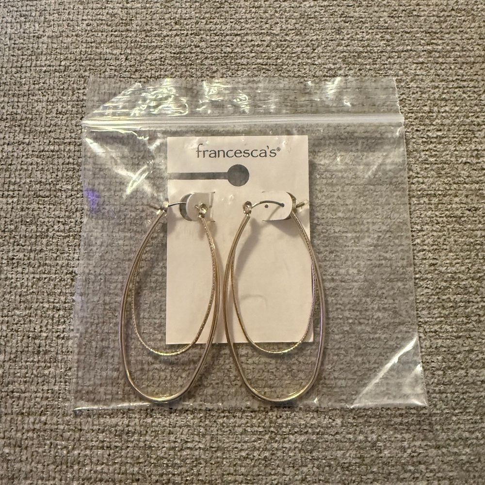 Gold Double Hoop Earrings - Picture 2 of 3